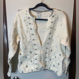 Vintage Red Head cardigan sweater Green and cream Sz S